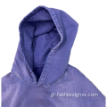 Μωβ οξύ πλυμένο βαρέων βαρών άνδρες hoodies